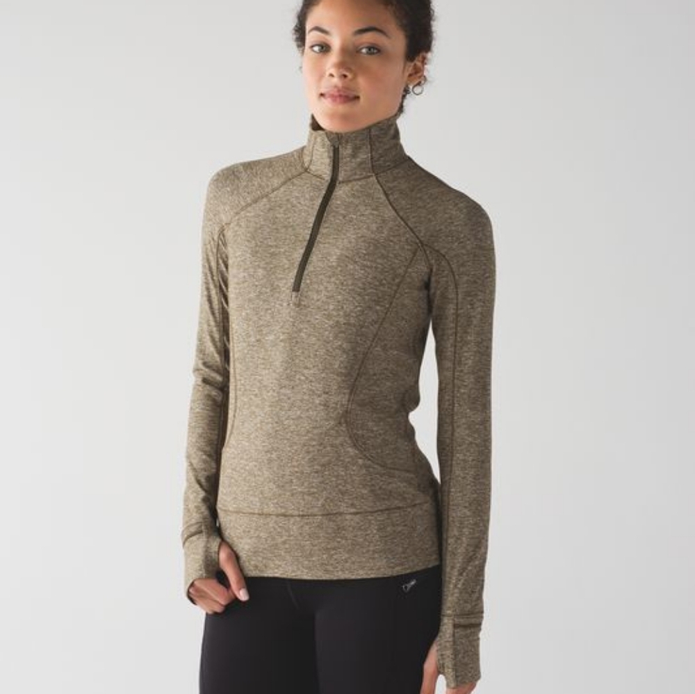 Lululemon Women's Rush Hour 1/2 Zip Heathered Military Green